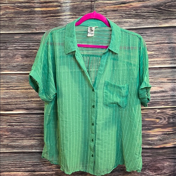 Violet Sky Jade sheer Green 2 pc top and shorts - Picture 3 of 5